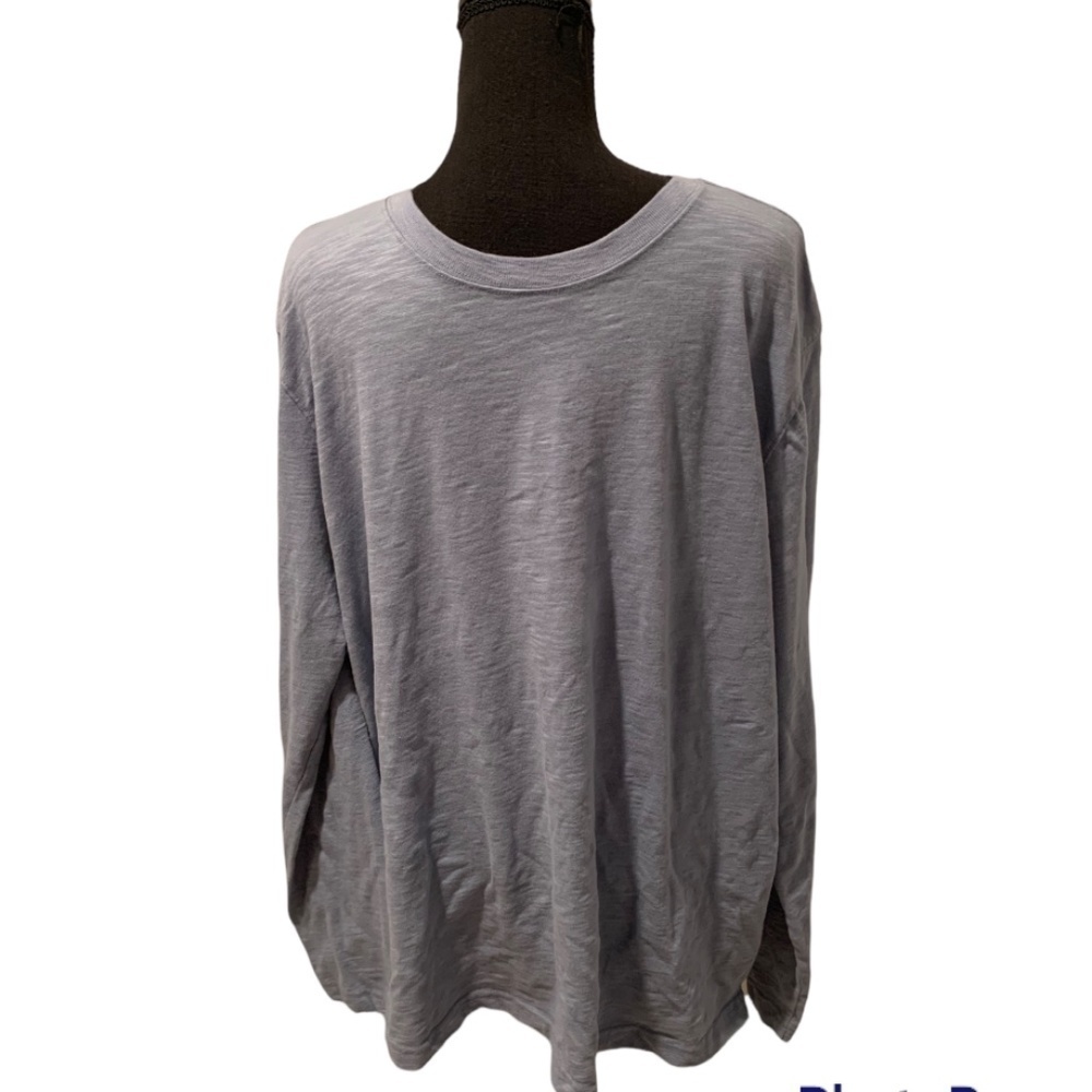 Lands End Men's Long Sleeve Crewneck T-shirt Light Blue XXL